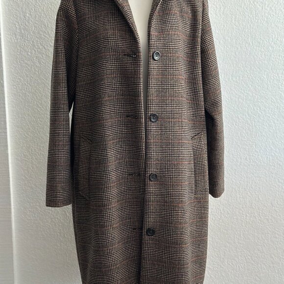 Abercrombie & Fitch Plaid Wool Blend Coat Size Large - Picture 2 of 7